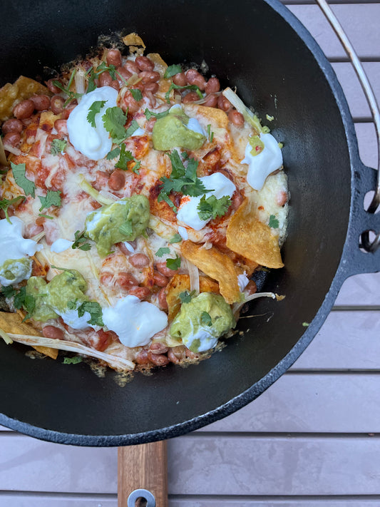 Dutch Oven Pinto Nachos